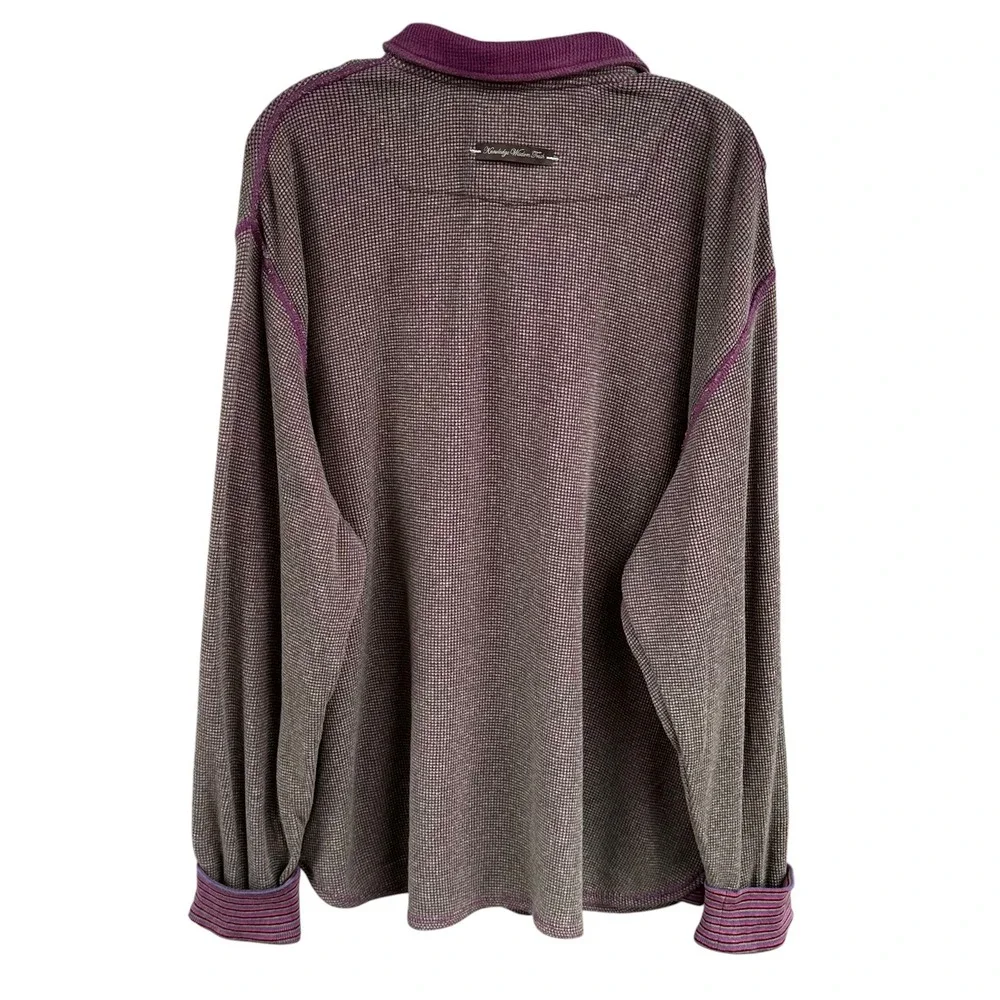 Robert Graham Mens XL Waffle Knit Quarter Zip Pullover Sweater Purple Green